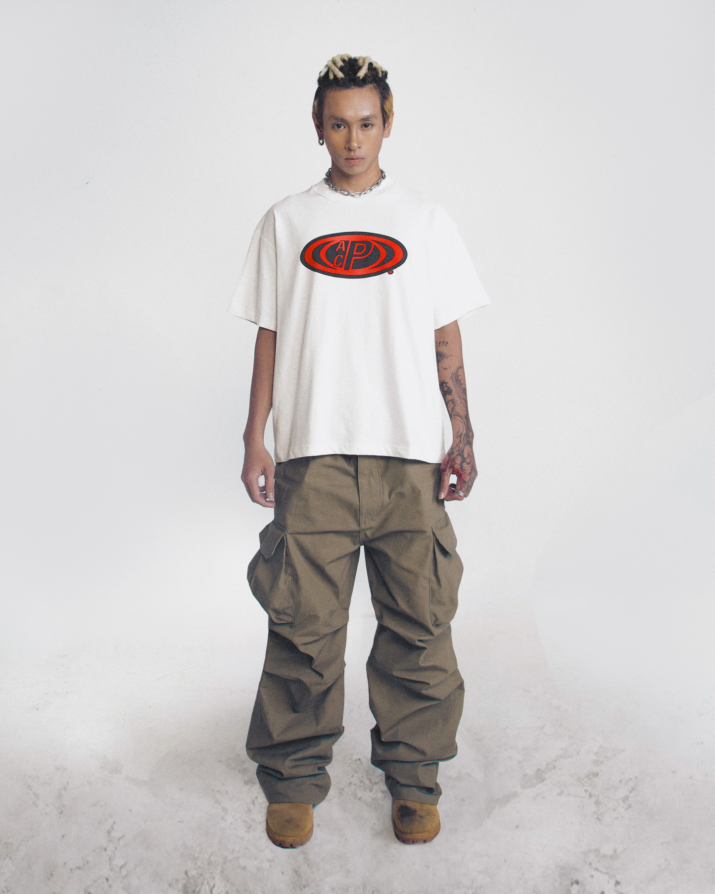 ACP "CYCLONE" WHITE BOXY T-SHIRT