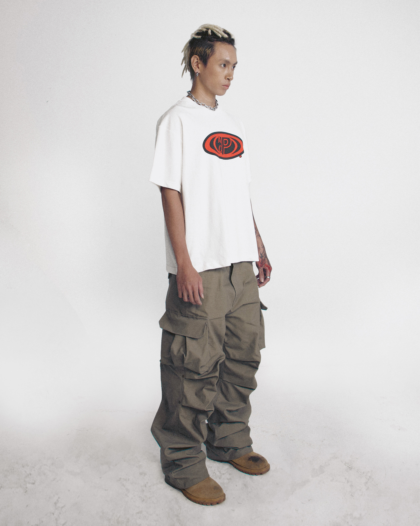ACP "CYCLONE" WHITE BOXY T-SHIRT