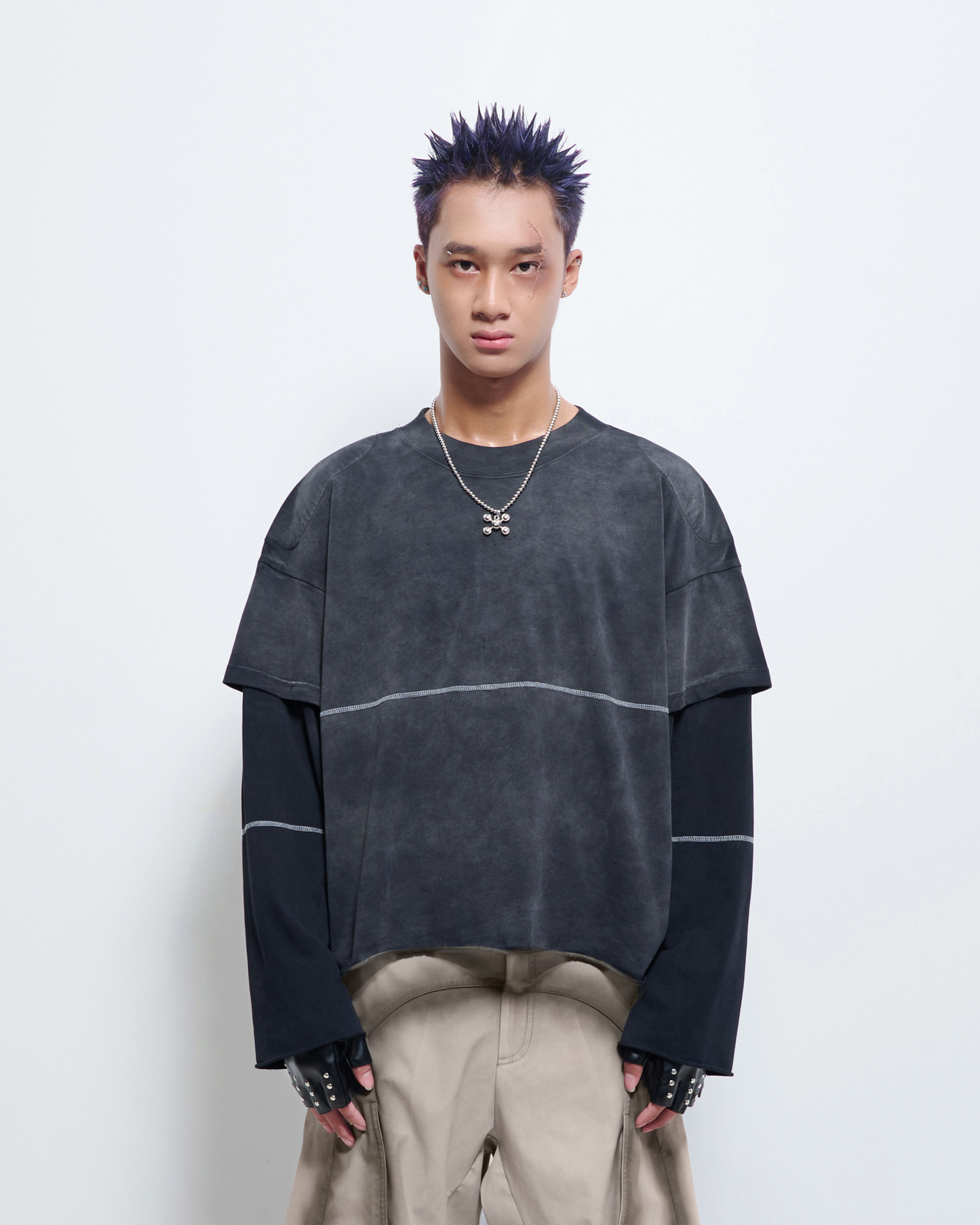 Pistol Padded LS Black Washed T-Shirt