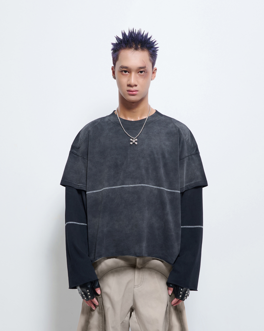 Pistol Padded LS Black Washed T-Shirt